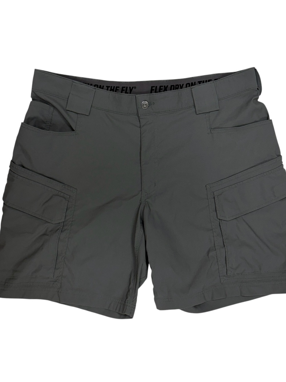 Duluth Shorts Mens 40 Grey Flex Dry on the Fly Relaxed Fit Cargo Utility Work 9”